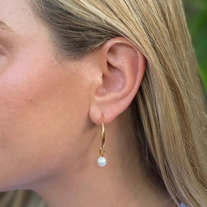 Freshwater Pearl Hoop Earrings | | Elegant Emulations Jewelry USA