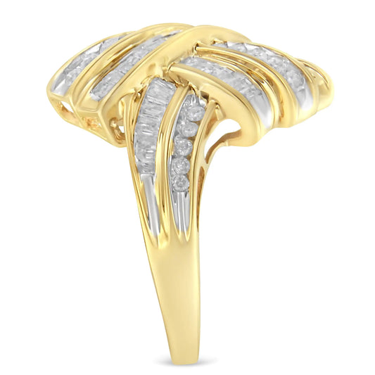 10K Yellow Gold Sterling Silver Diamond Knot Ring
