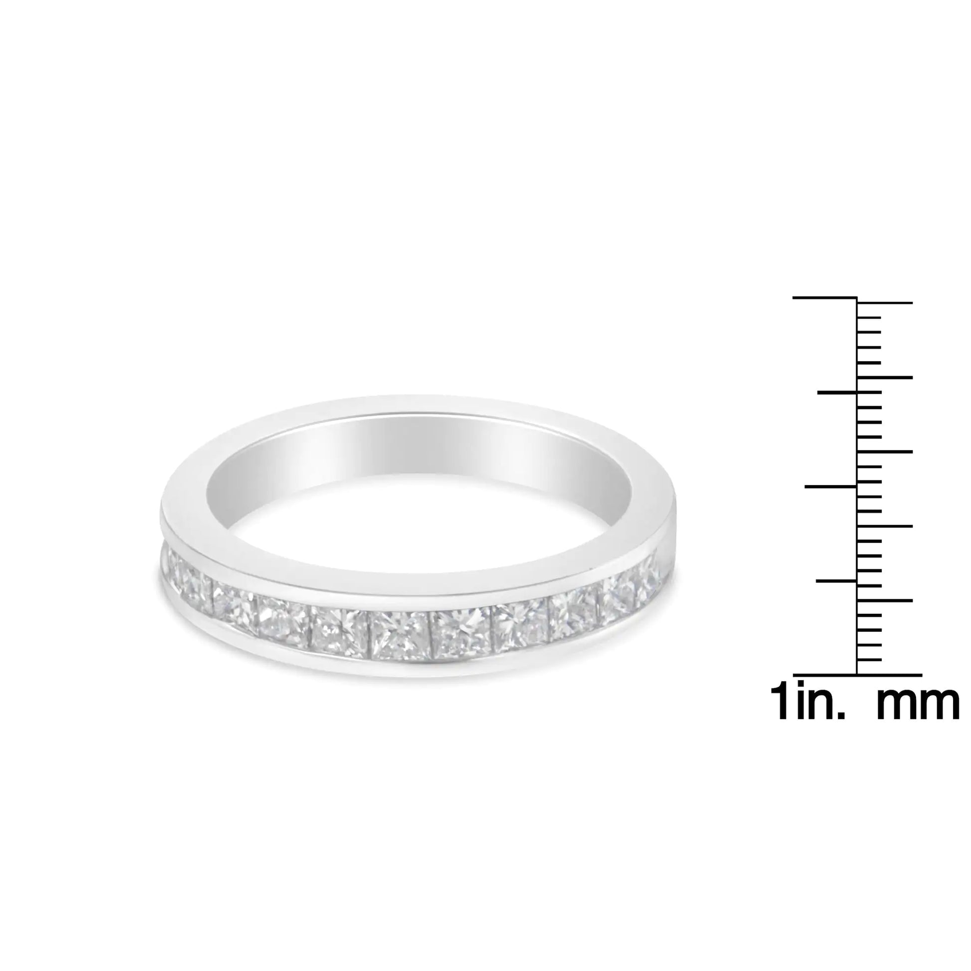 Women's 18K White Gold Princess Cut Diamond Band Ring (1 Cttw, G-H Color, SI1-SI2 Clarity) - Elegant Emulations