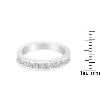 Women's 18K White Gold Princess Cut Diamond Band Ring (1 Cttw, G-H Color, SI1-SI2 Clarity) - Elegant Emulations