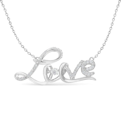Sterling Silver Diamond Love Pendant Necklace