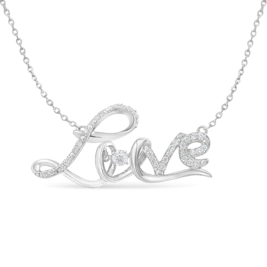 Sterling Silver Diamond Love Pendant Necklace