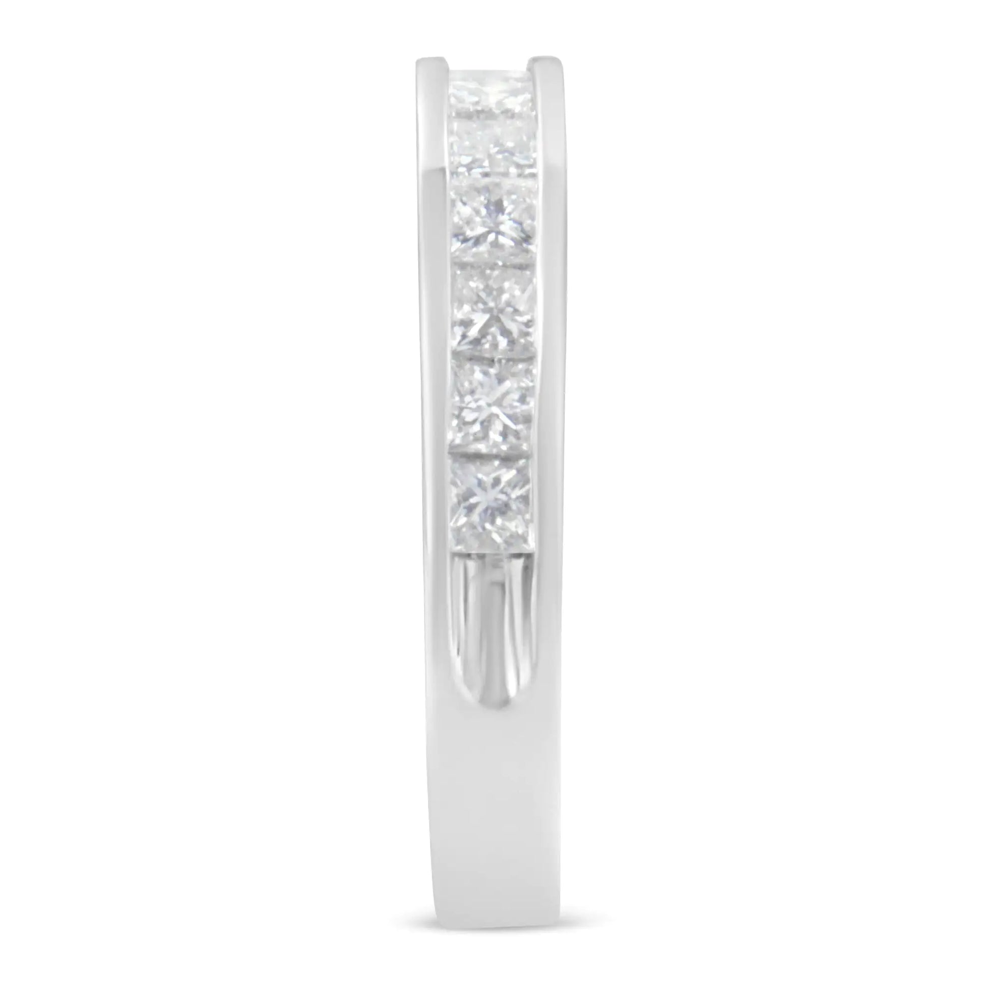 Women's 18K White Gold Princess Cut Diamond Band Ring (1 Cttw, G-H Color, SI1-SI2 Clarity) - Elegant Emulations