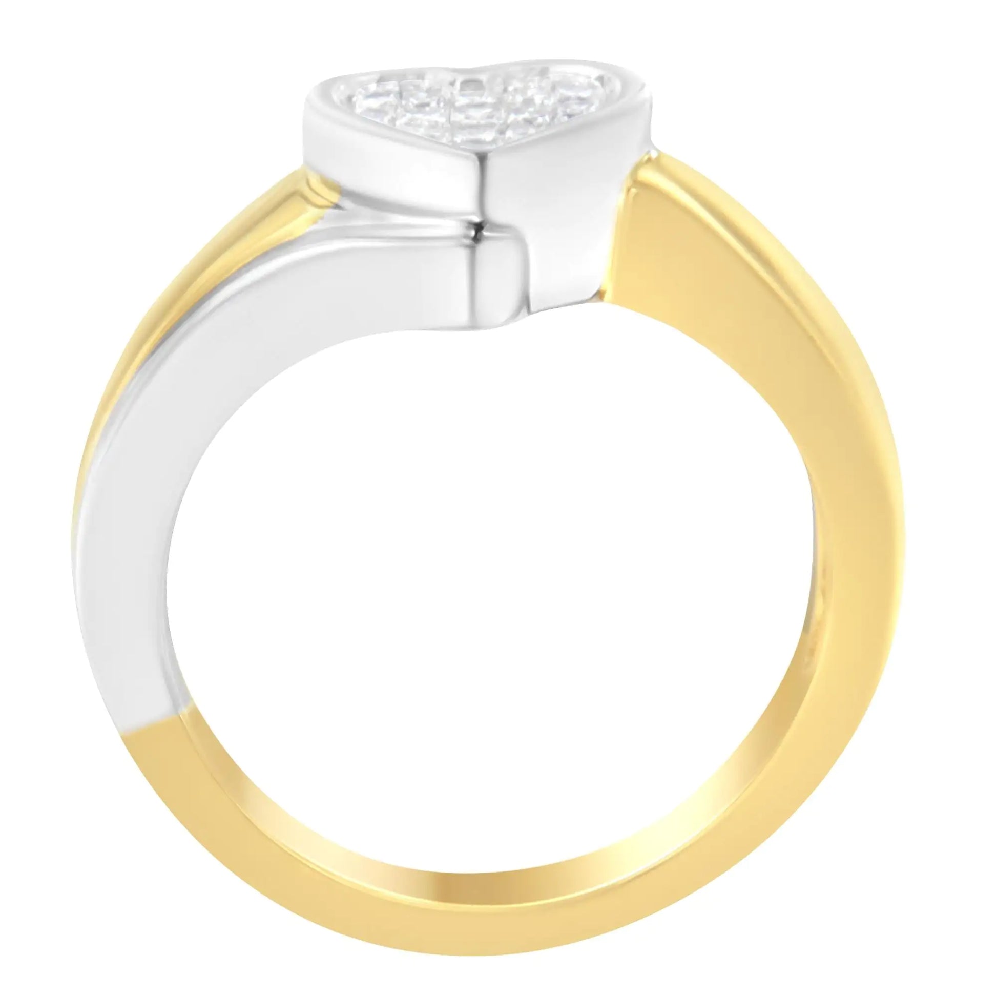 14K Two-Toned Gold Princess-Cut Diamond Heart Promise Ring (1/4 Cttw, H-I Color, I1-I2 Clarity) - Elegant Emulations