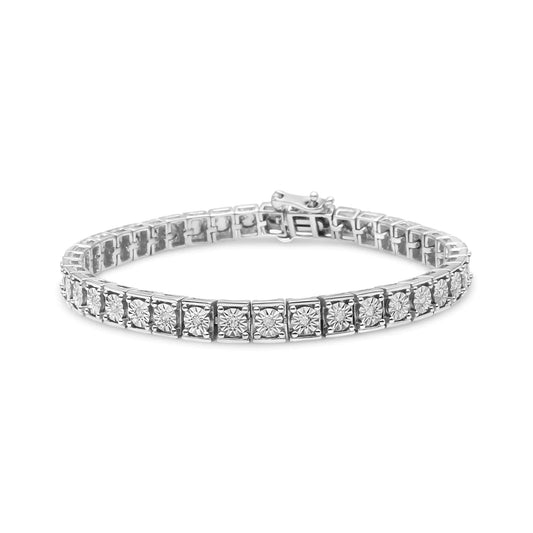 .925 Sterling Silver Diamond Tennis Bracelet - 1/4 Cttw