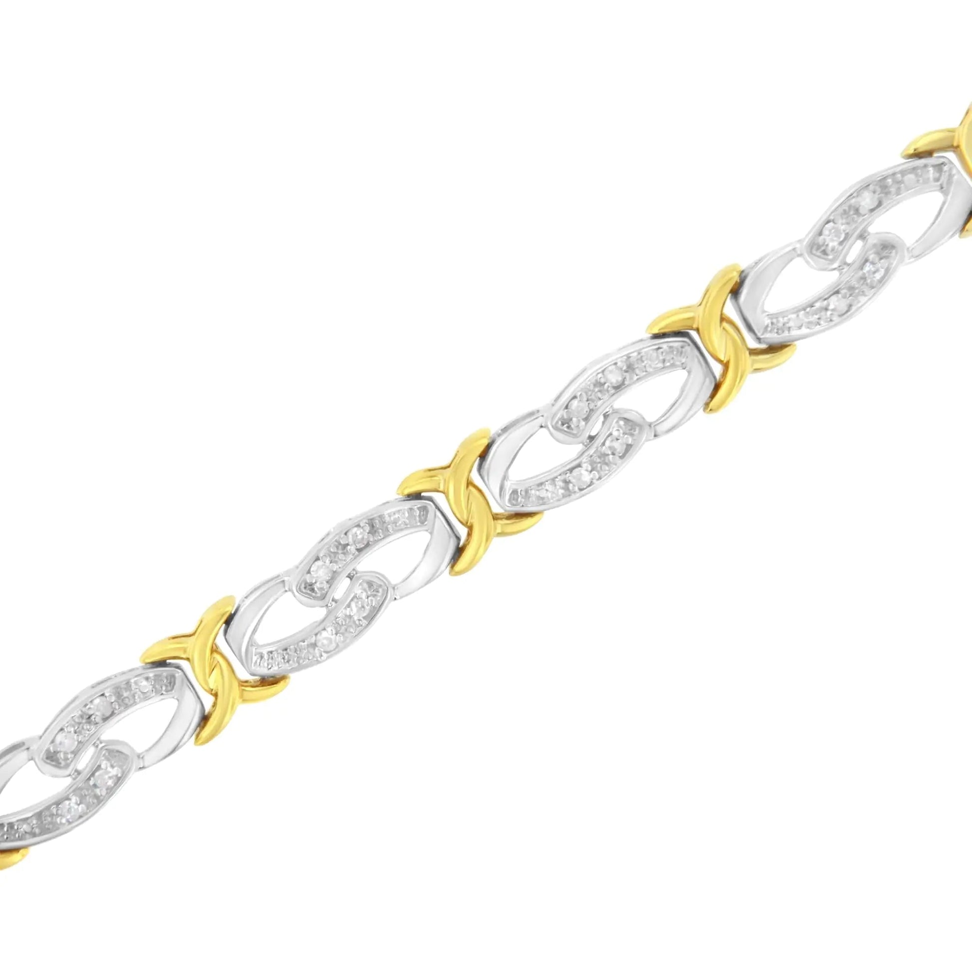 Gold & Silver Diamond Link Bracelet - 1/4ct TW | Bracelets | Elegant Emulations Jewelry USA