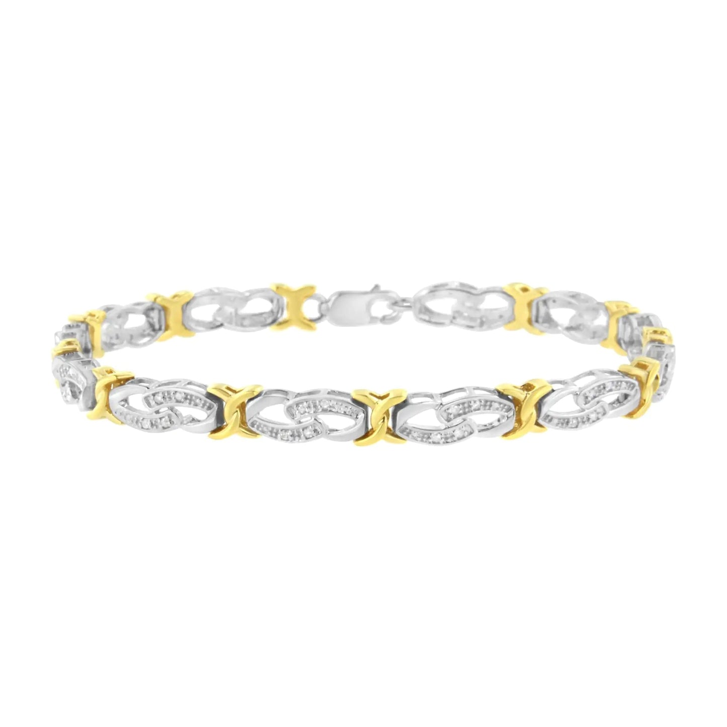 Gold & Silver Diamond Link Bracelet - 1/4ct TW | Bracelets | Elegant Emulations Jewelry USA