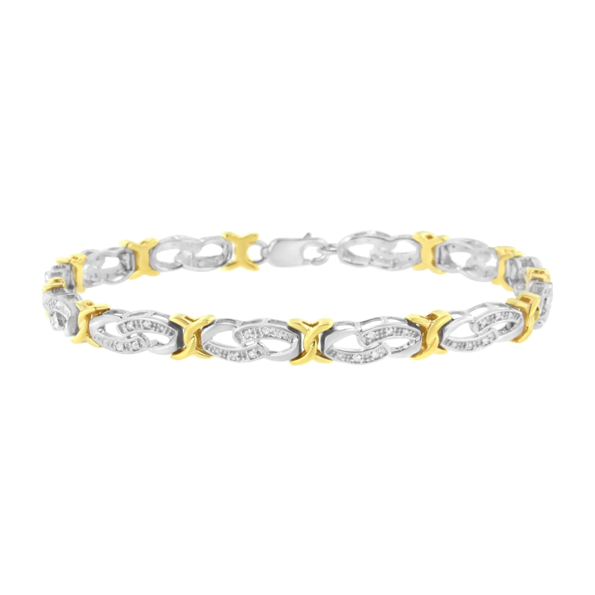 Gold & Silver Diamond Link Bracelet - 1/4ct TW | Bracelets | Elegant Emulations Jewelry USA