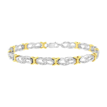 Gold & Silver Diamond Link Bracelet - 1/4ct TW | Bracelets | Elegant Emulations Jewelry USA