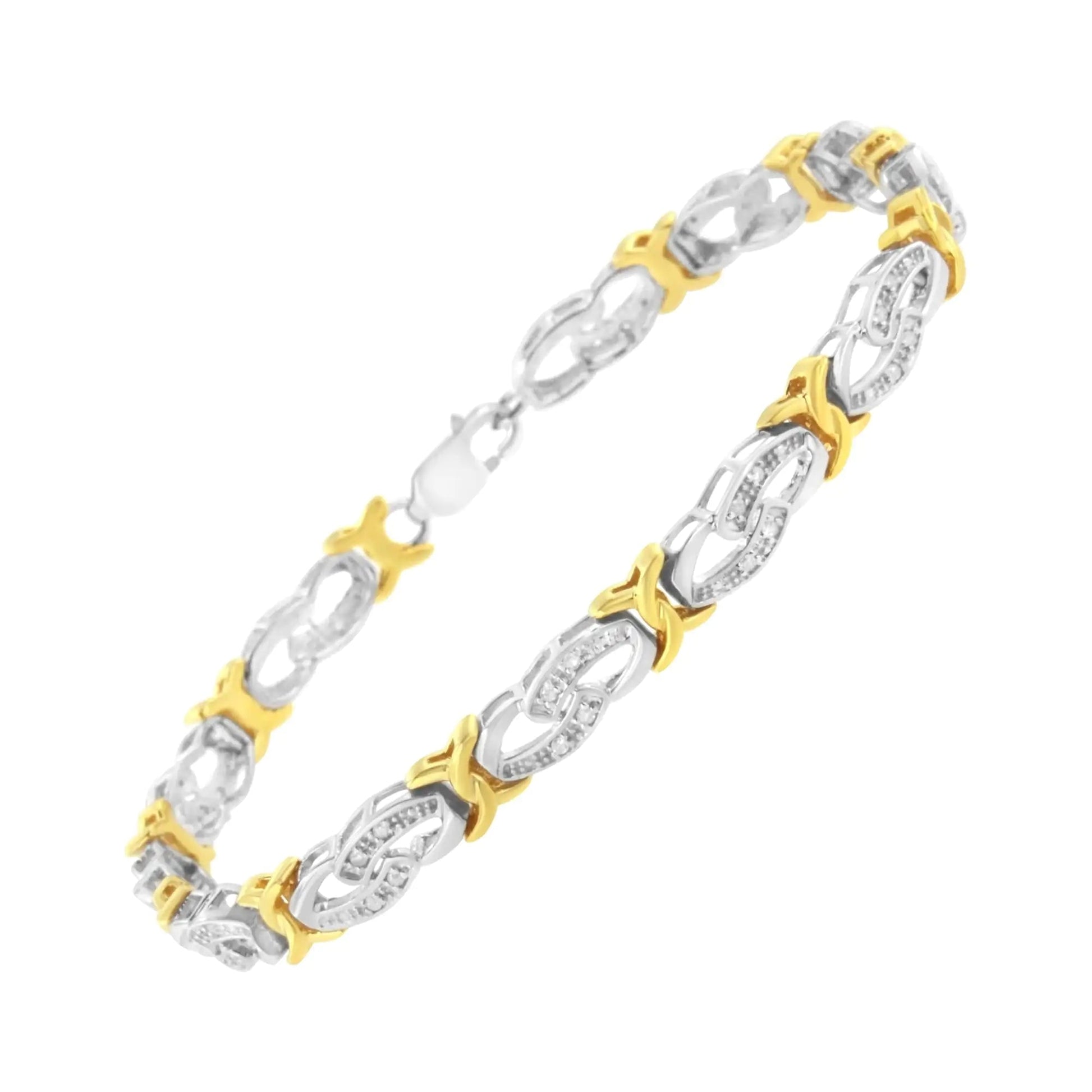 Gold & Silver Diamond Link Bracelet - 1/4ct TW | Bracelets | Elegant Emulations Jewelry USA