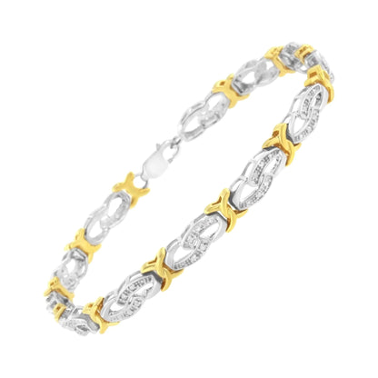 Gold & Silver Diamond Link Bracelet - 1/4ct TW | Bracelets | Elegant Emulations Jewelry USA
