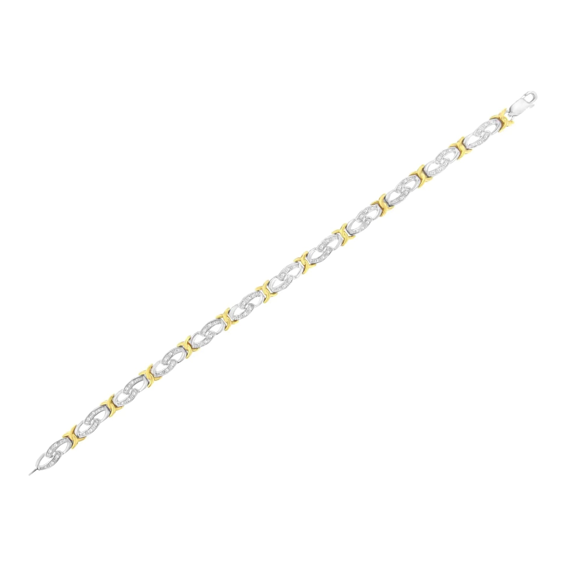 Gold & Silver Diamond Link Bracelet - 1/4ct TW | Bracelets | Elegant Emulations Jewelry USA