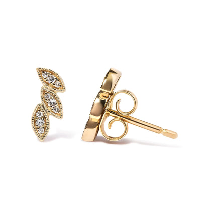 Golden Leaf Trio Diamond Studs | Earrings | Elegant Emulations Jewelry USA