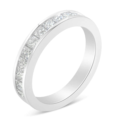 Women's 18K White Gold Princess Cut Diamond Band Ring (1 Cttw, G-H Color, SI1-SI2 Clarity) - Elegant Emulations