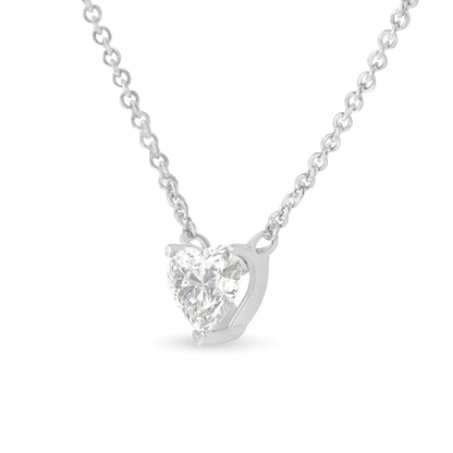 14k White Gold 1/4 Cttw Lab Grown Heart Shape Diamond Solitaire 18" Pendant Necklace (E-F Color, SI1-SI2 Clarity)