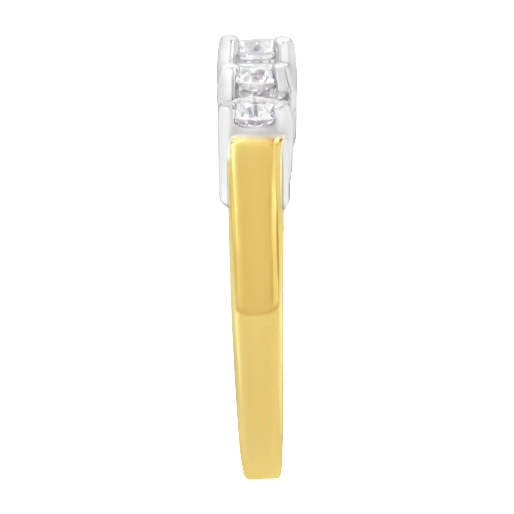 14KT Two Toned Gold 5 Stone Diamond Ring (1 cttw, H-I Color, SI1-SI2 Clarity) - Elegant Emulations