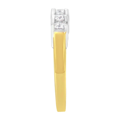 14KT Two Toned Gold 5 Stone Diamond Ring (1 cttw, H-I Color, SI1-SI2 Clarity) - Elegant Emulations