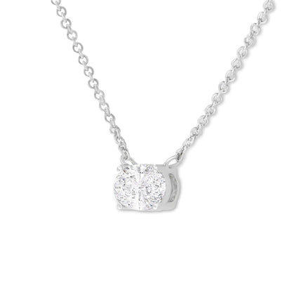 IGI Certified 10K White Gold Oval Diamond Solitaire Pendant | Necklace | Elegant Emulations Jewelry USA