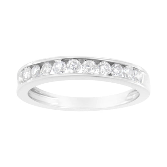 IGI Certified 1/2 Cttw Diamond 10K White Gold Channel Set Band Style Ring (J - K Color, I2 - I3 Clarity) | | Elegant Emulations Jewelry USA