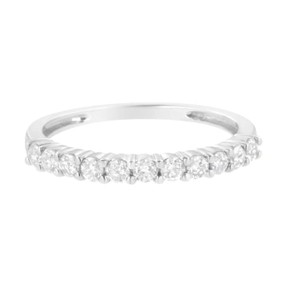 IGI Certified 1/2 Cttw Diamond 10K White Gold Prong Set Fluted Band Style Ring (I - J Color, I2 - I3 Clarity) | | Elegant Emulations Jewelry USA