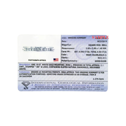 IGI Certified 1/2 Cttw Princess Cut Diamond 18K White Gold Channel Set Half Eternity Style Wedding Band Ring (H - I Color, SI2 - I1 Clarity) | | Elegant Emulations Jewelry USA