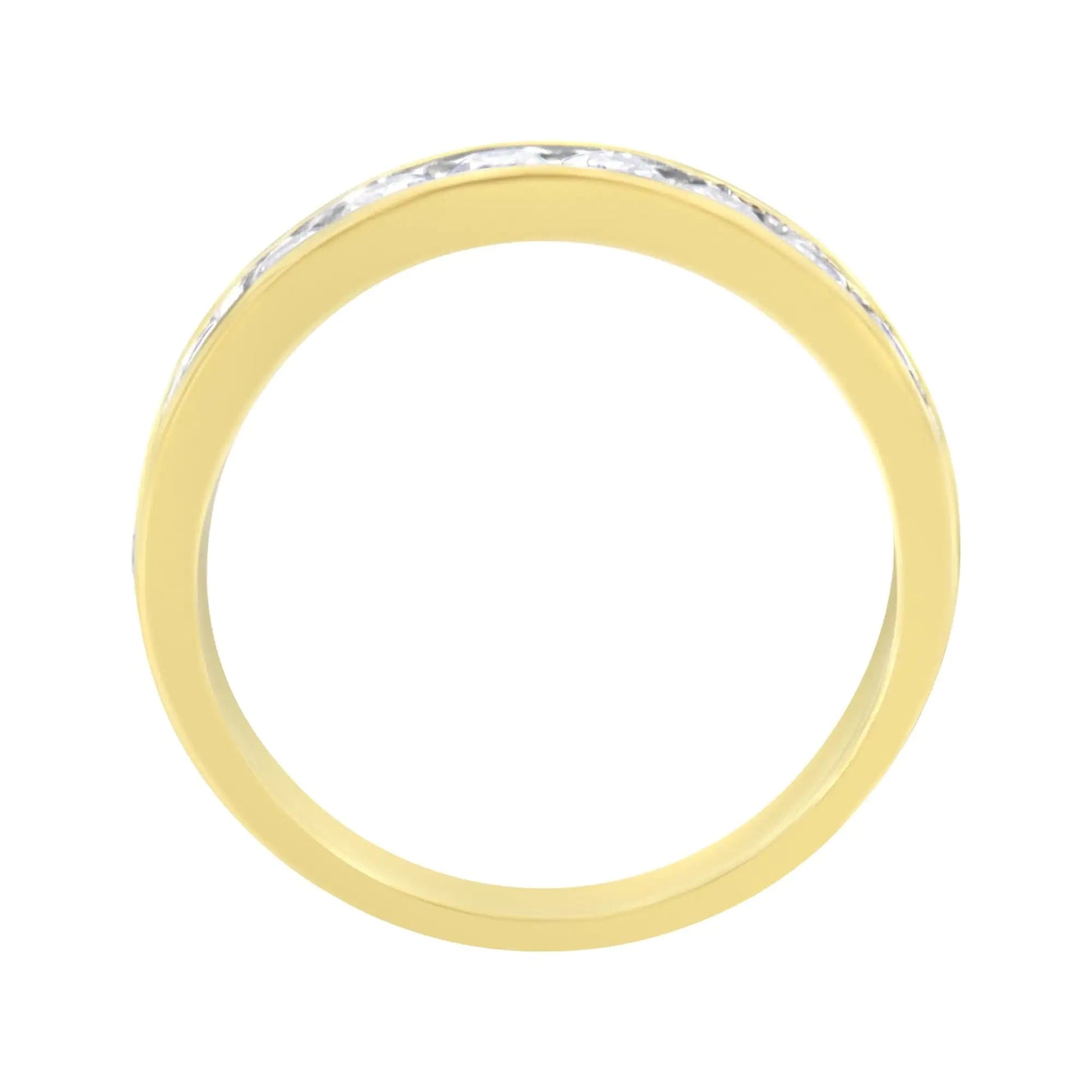 IGI Certified 18K Yellow Gold 1.0 Cttw Channel Set Round - Cut Diamond 11 Stone Anniversary/Wedding Band Ring (I - J Color, I1 - I2 Clarity) | | Elegant Emulations Jewelry USA
