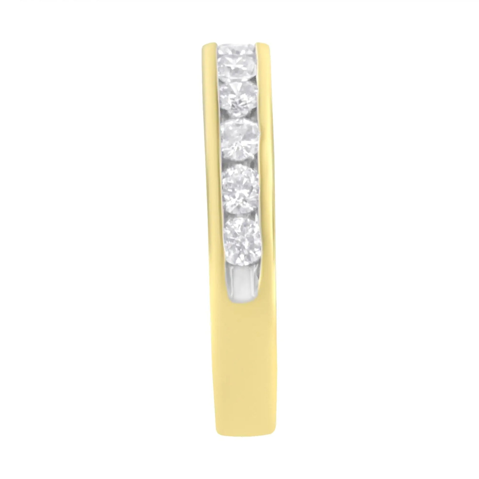 IGI Certified 18K Yellow Gold 1.0 Cttw Channel Set Round - Cut Diamond 11 Stone Anniversary/Wedding Band Ring (I - J Color, I1 - I2 Clarity) | | Elegant Emulations Jewelry USA