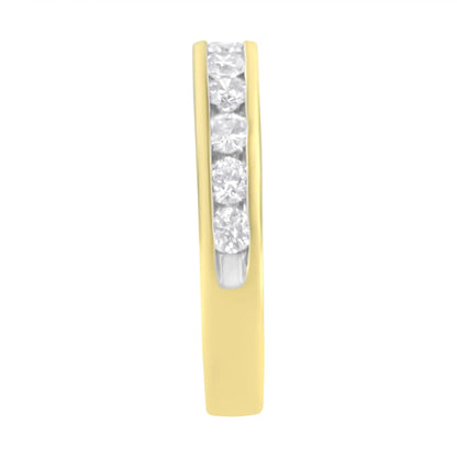 IGI Certified 18K Yellow Gold 1.0 Cttw Channel Set Round - Cut Diamond 11 Stone Anniversary/Wedding Band Ring (I - J Color, I1 - I2 Clarity) | | Elegant Emulations Jewelry USA