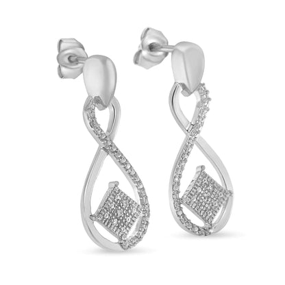 Infinity Silver & Diamond Drop Earrings | Earrings | Elegant Emulations Jewelry USA