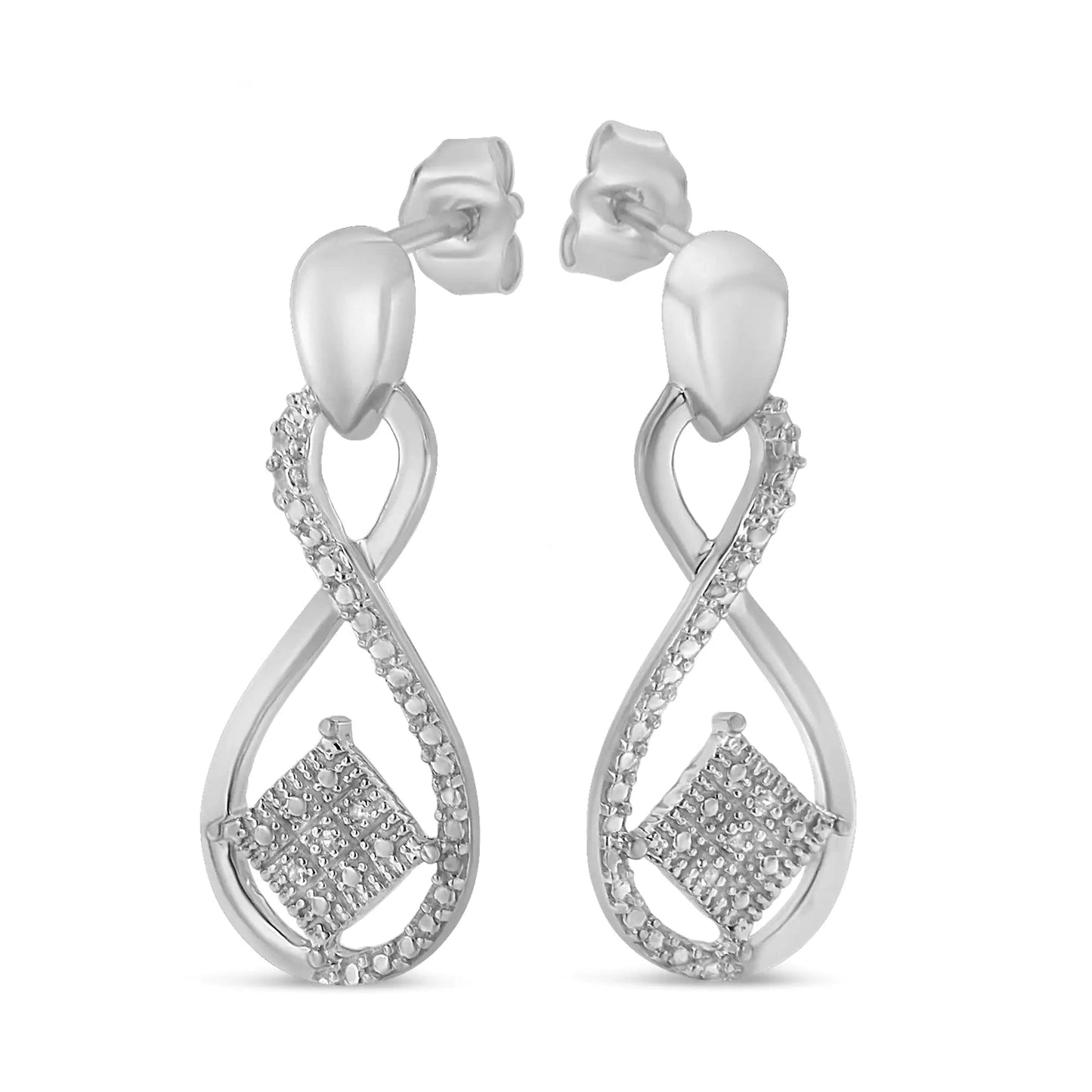 Infinity Silver & Diamond Drop Earrings | Earrings | Elegant Emulations Jewelry USA
