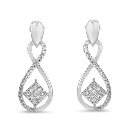 Infinity Silver & Diamond Drop Earrings | Earrings | Elegant Emulations Jewelry USA