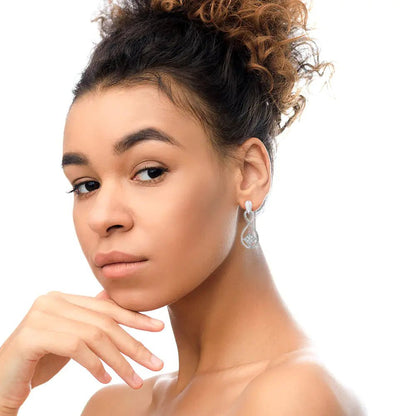 Infinity Silver & Diamond Drop Earrings | Earrings | Elegant Emulations Jewelry USA