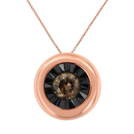 Elegant 10K Rose Gold & Black Rhodium 1/10ct Diamond Pendant