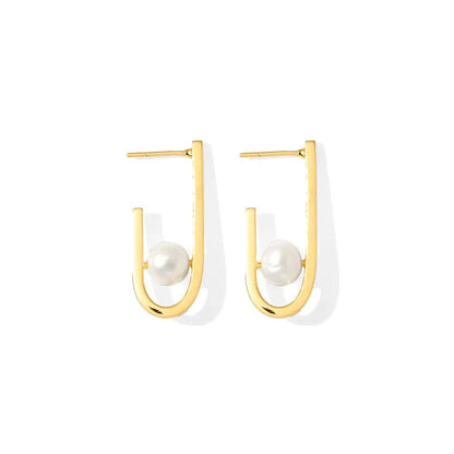 J Hoop Freshwater Pearl Earrings | | Elegant Emulations Jewelry USA