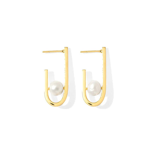 J Hoop Freshwater Pearl Earrings | | Elegant Emulations Jewelry USA