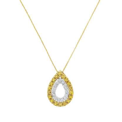 Golden Halo Pear Diamond Pendant Necklace