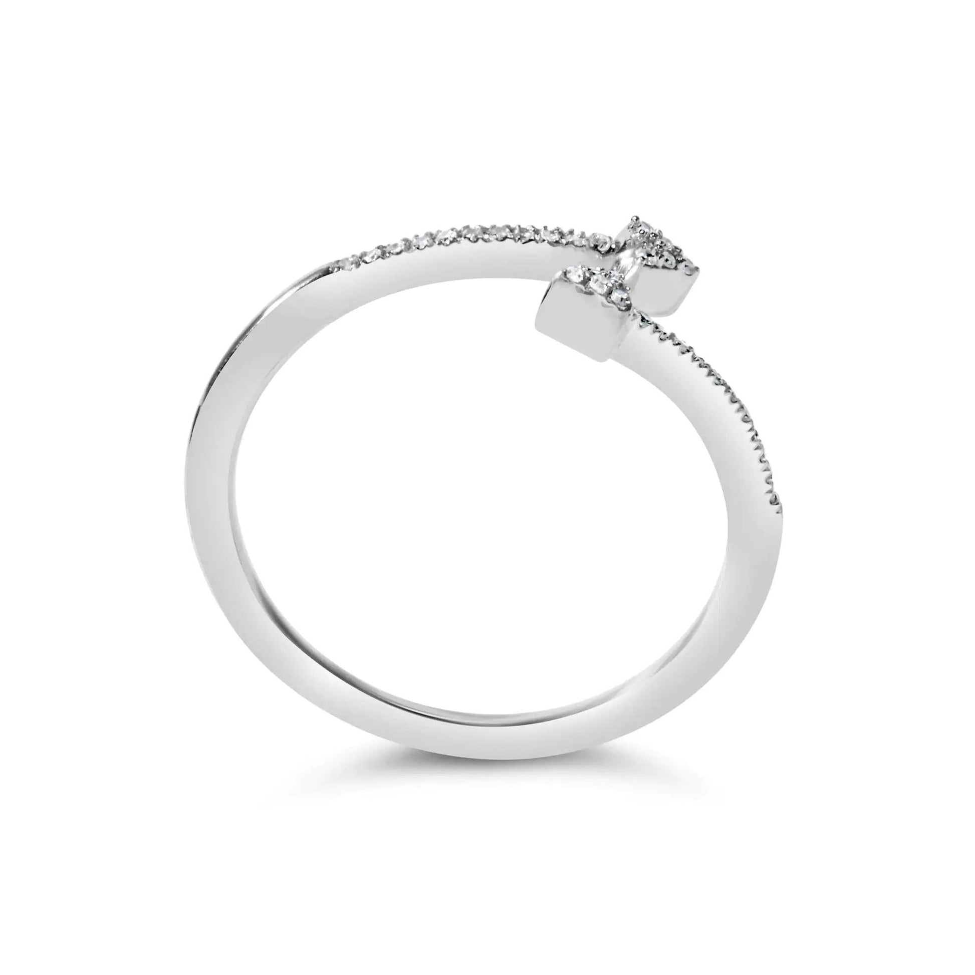 .925 Sterling Silver 1/5 Cttw Diamond Double Arrowhead Open Ring (I-J Color, I2-I3 Clarity) - Elegant Emulations