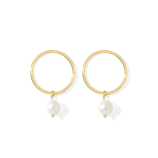 Circle Freshwater Pearl Earrings - Elegant Emulations