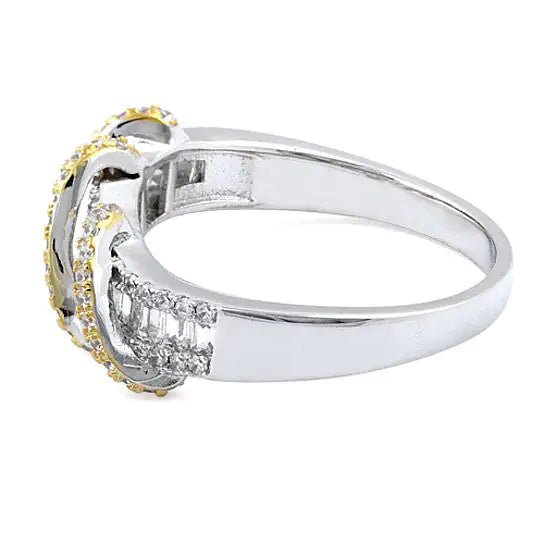 Platinum Spiral Ring with Golden Accents | Rings | Elegant Emulations Jewelry USA