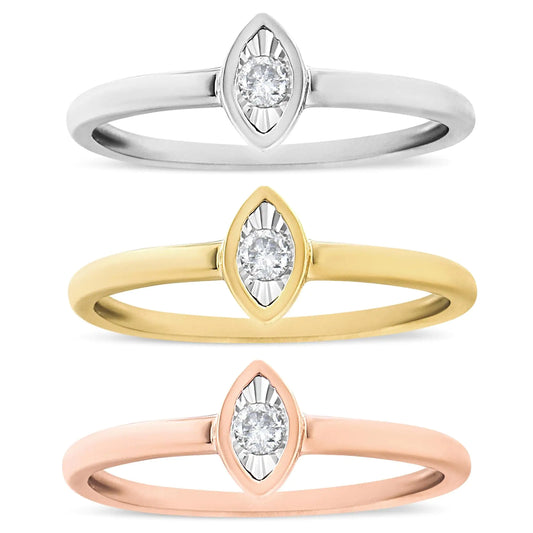 14K Gold Marquise Diamond Trio Promise Ring Set