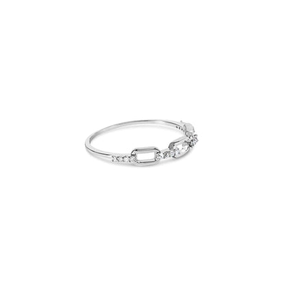 .925 Sterling Silver Diamond Accent Paperclip Band Ring (I-J Color, I2-I3 Clarity) - Elegant Emulations
