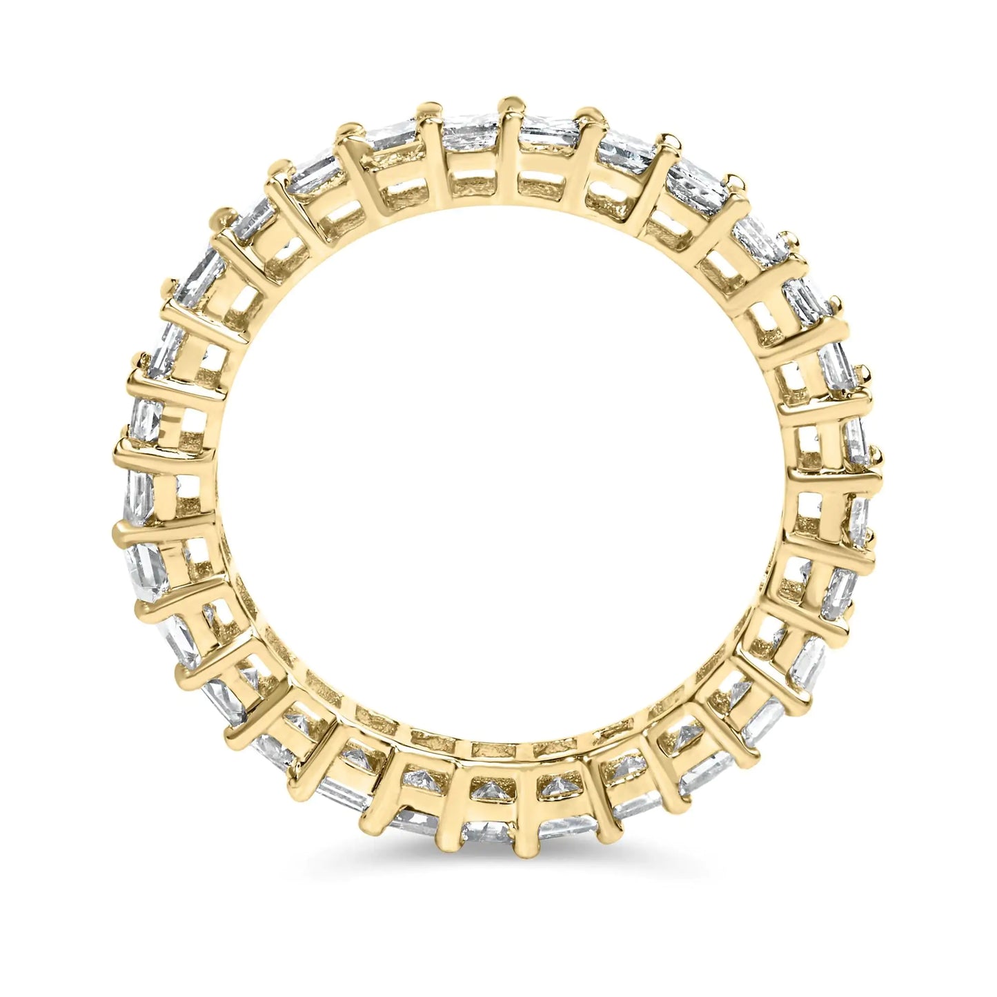 14K Yellow Gold 2.00 Cttw Shared Prong Set Princess Cut Diamond Eternity Band Ring (J-K Color, SI1-SI2 Clarity) - Ring Size 7 - Elegant Emulations