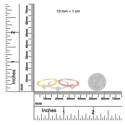 Sterling Silver Diamond Heart Stackable Rings Set