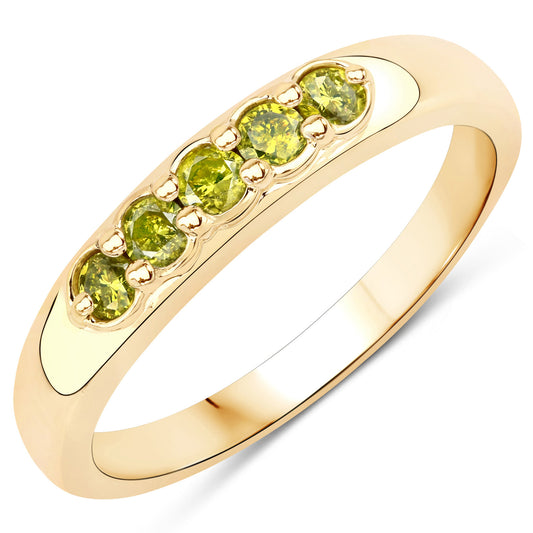 0.26 Carat Genuine Yellow Diamond 14K Yellow Gold Ring (I1-I2) - Elegant Emulations