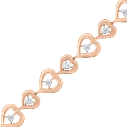 Rose Gold Sterling Diamond Heart Bolo Bracelet | Bracelets | Elegant Emulations Jewelry USA