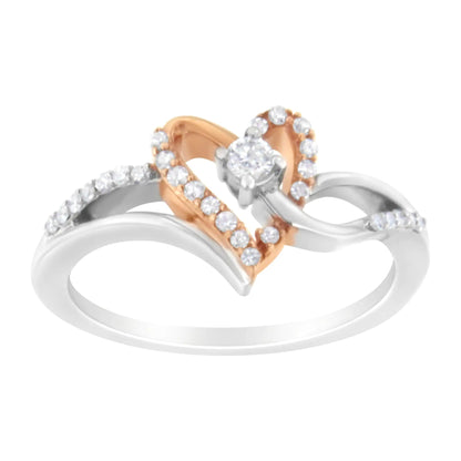 Rose Gold Sterling Silver Diamond Heart Ring | Rings | Elegant Emulations Jewelry USA