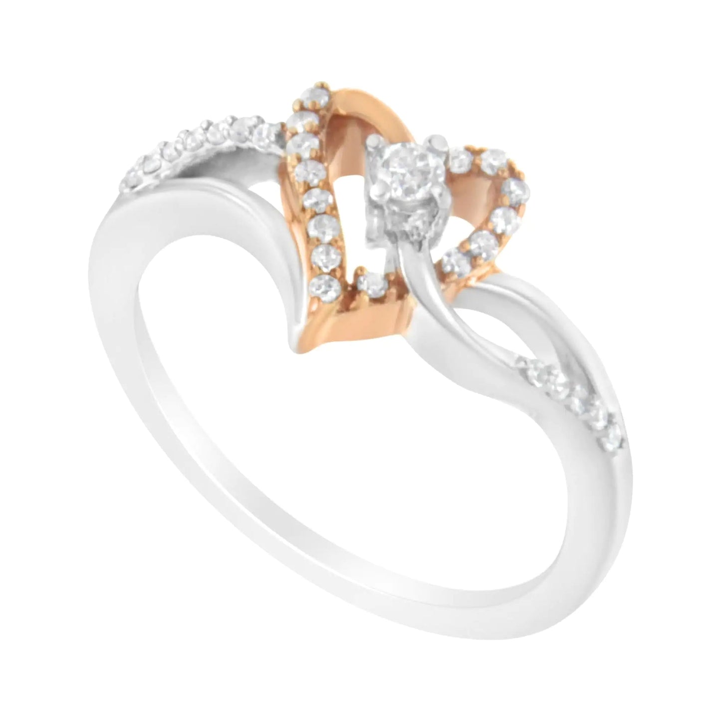 Rose Gold Sterling Silver Diamond Heart Ring | Rings | Elegant Emulations Jewelry USA
