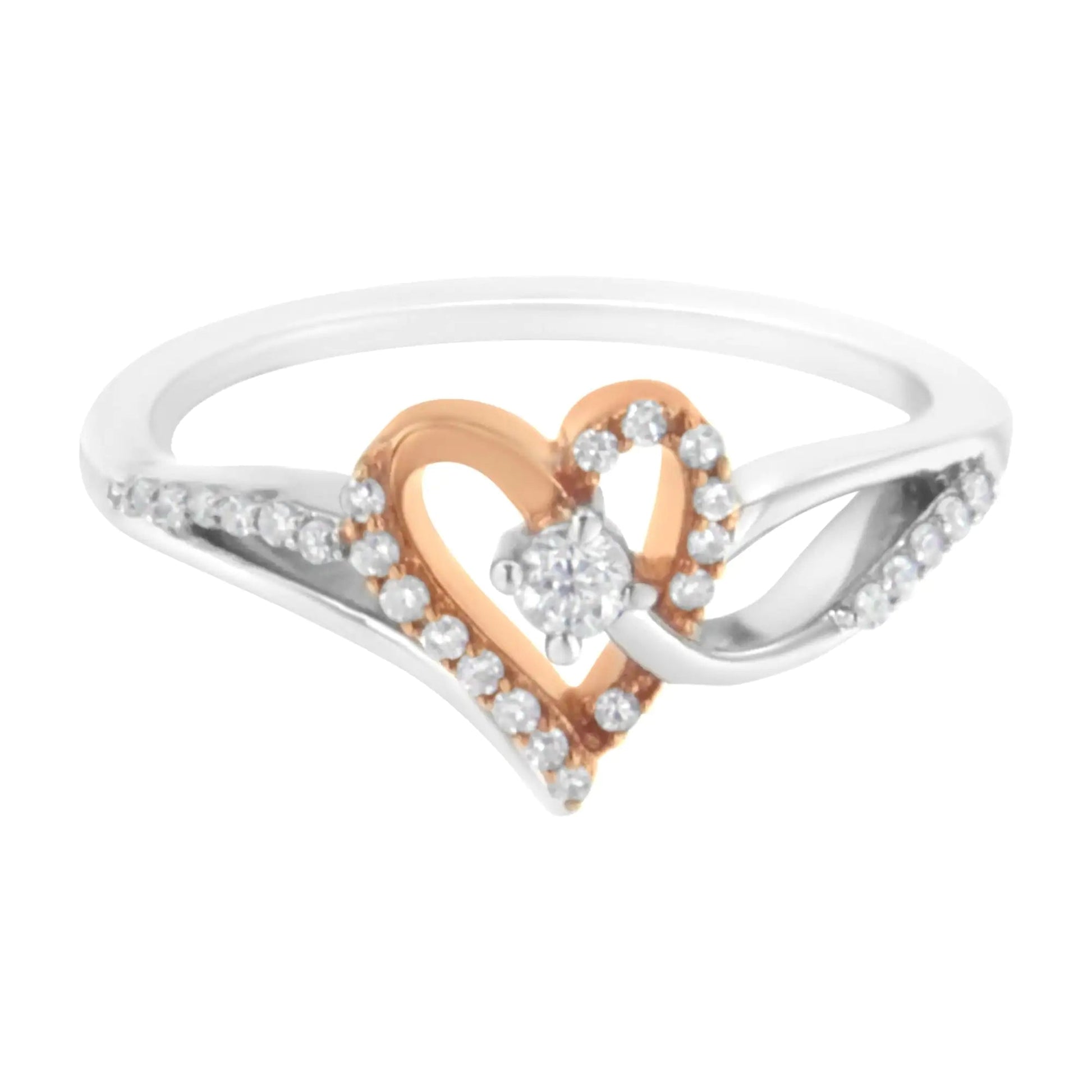 Rose Gold Sterling Silver Diamond Heart Ring | Rings | Elegant Emulations Jewelry USA