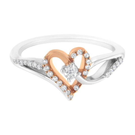 Rose Gold Sterling Silver Diamond Heart Ring | Rings | Elegant Emulations Jewelry USA