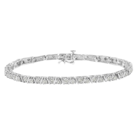 Sterling Silver 1 CT Diamond Zigzag Bracelet – Elegant Jewelry
